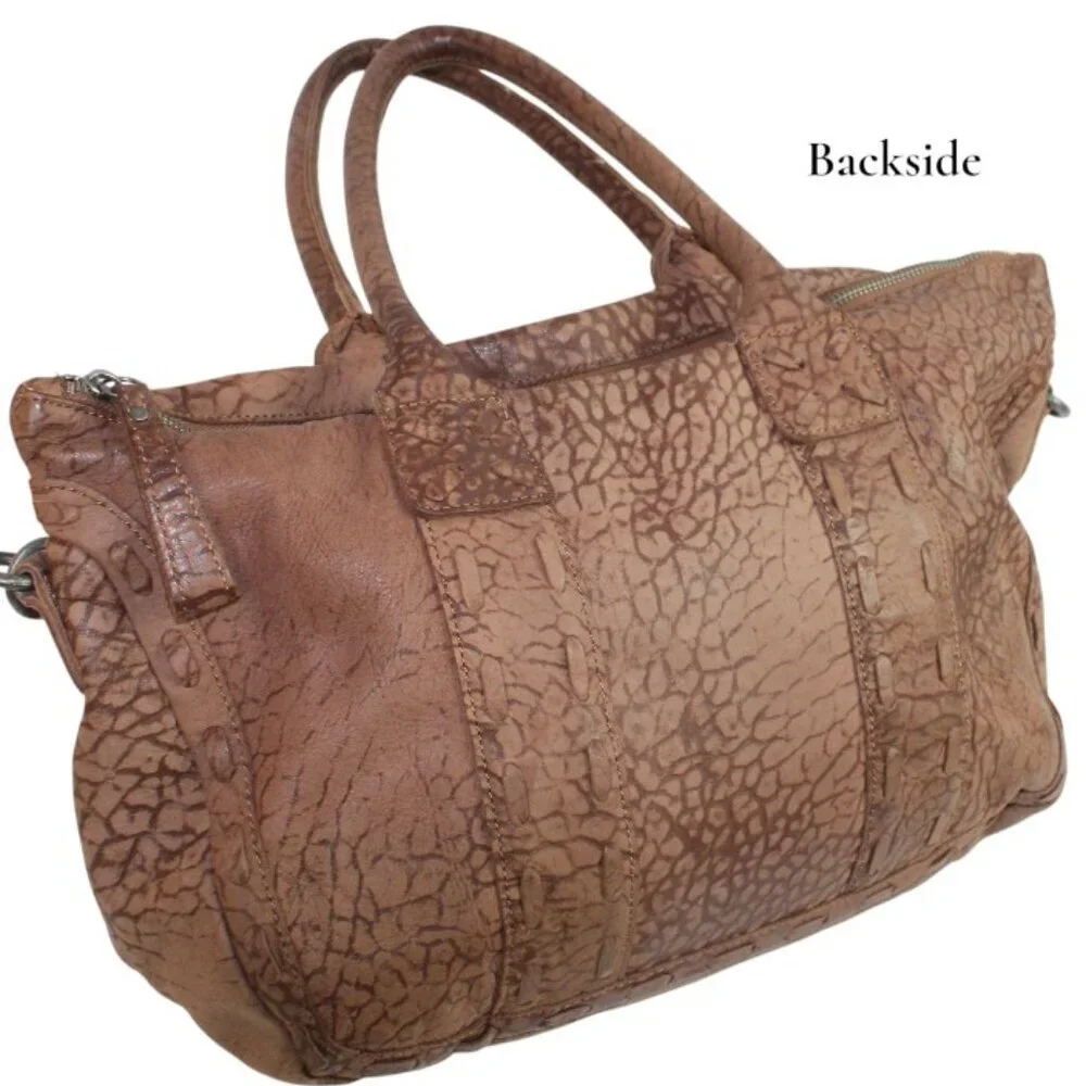 Liebeskind Berlin Distressed Leather Shoulder Bag | Textured Rosewood Satchel
